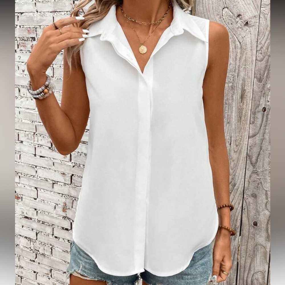 New Sleeveless White Blouse - Picture 2 of 5